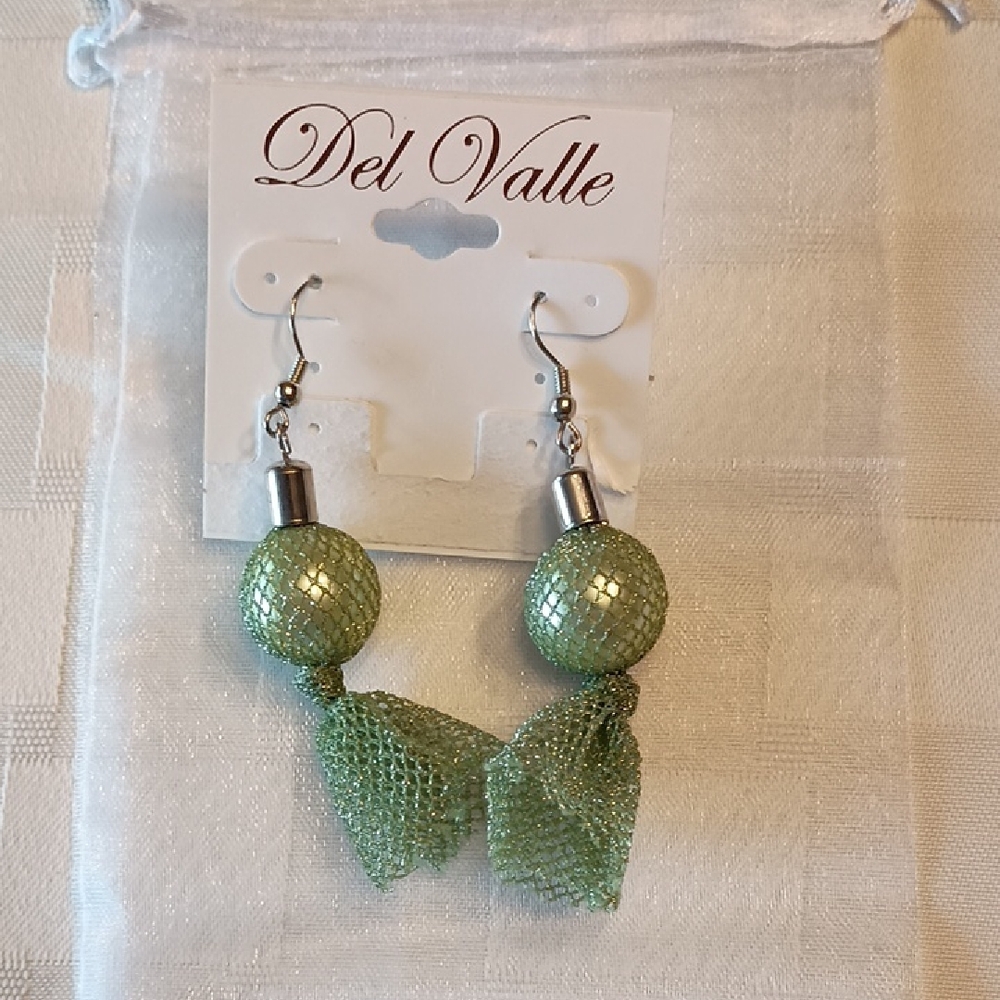 Green Mesh Drop Earrings